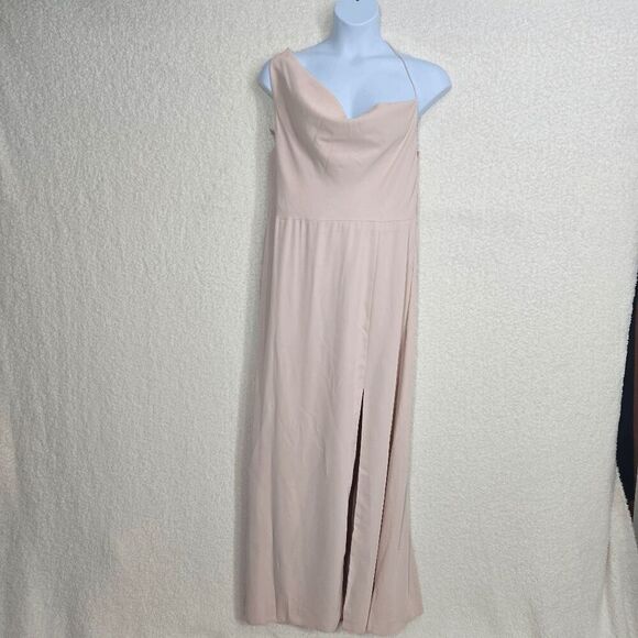 After Six 6849 Cameo Crepe One-Shoulder Draped Cowl-Neck Maxi Dress Size 20 - Picture 1 of 5